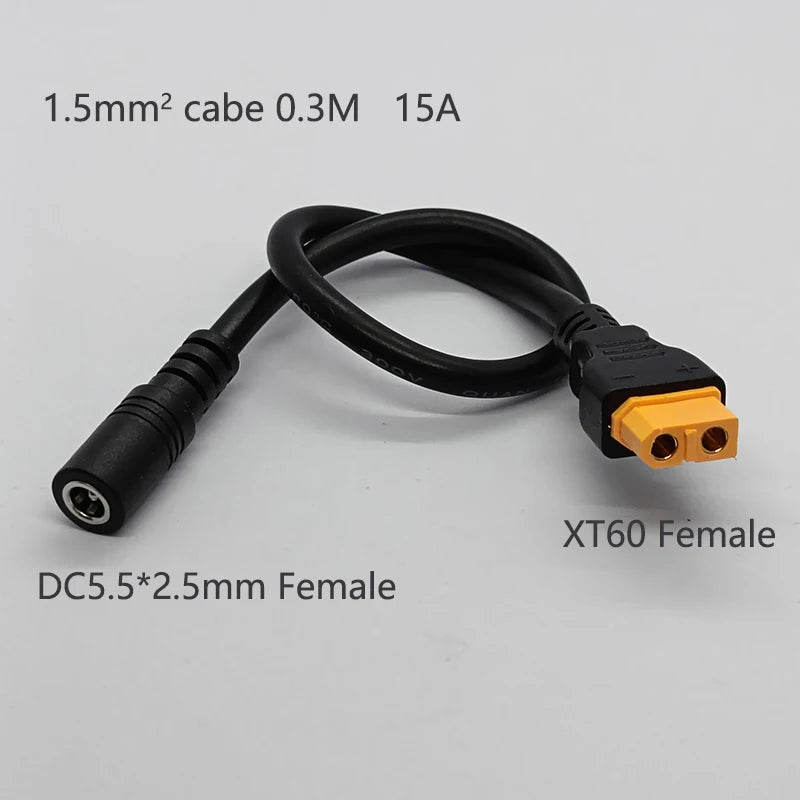 1PC XT60 To DC5.5*2.1/2.5mm Power Adapter Cable1.5mm² Cabe 30CM 15A Connector For Solar Charger Battery Charging Adapter Wiring