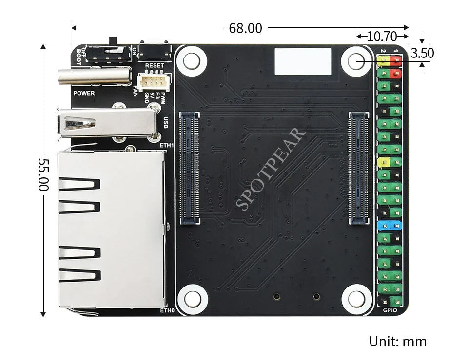 Raspberry Pi CM4 dual ETH mini Open-source Router Board Metal case for Compute Module 4 IO Board  5V, Type-C interfac