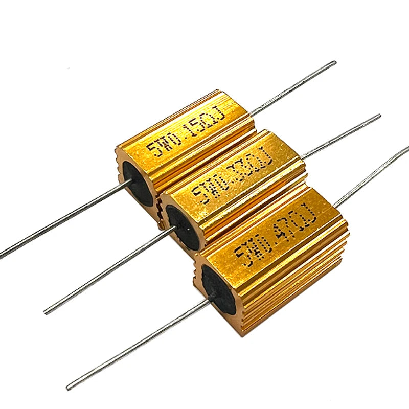 1pcs RX24 5W  Aluminum Power Metal Shell Case Wirewound Resistor 10/22/33/47/50/60/80/100/200/220/330/470/500 ohm 0.1R - 300K