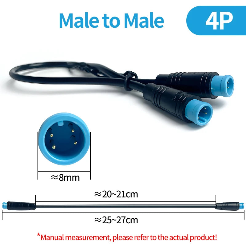 4/10Pcs M8 2 3 4 5 6 Pin Electric Bicycle Butt Joint Plug Waterproof for Ebike Display Cable 25cm Female Male Optional Connector