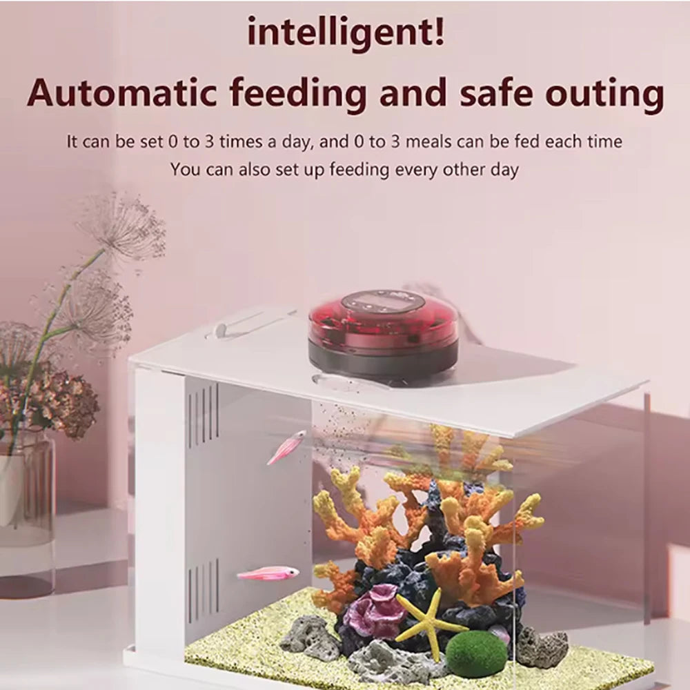 Automatic Fish Feeder for Aquarium Automatic Food Dispenser with Timer Rechargeable Timer Feeder with USB Cable LCD Display
