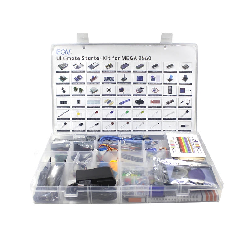 EQV MEGA 2560 Project The Most Complete Starter Kit for Arduino Mega2560 Nano with LCD1602 IIC / Ultrasonic Sensor / Tutorial