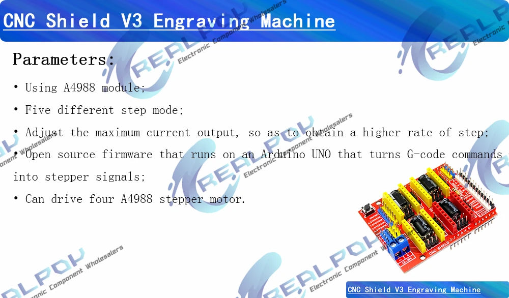 CNC shield V3 / V4 Engraving Machine 3D Printer + 4PCS A4988 / DRV8825 driver Expansion Board + NANO 3.0 For UNO- R3 USB Cable