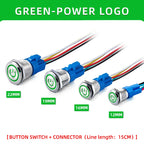 Metal Switch Button Push With Wire Waterproof on off 12mm 16mm 19mm 22mm Momentary/Latching Led Light Start Stop 5V 12V 24V 220V