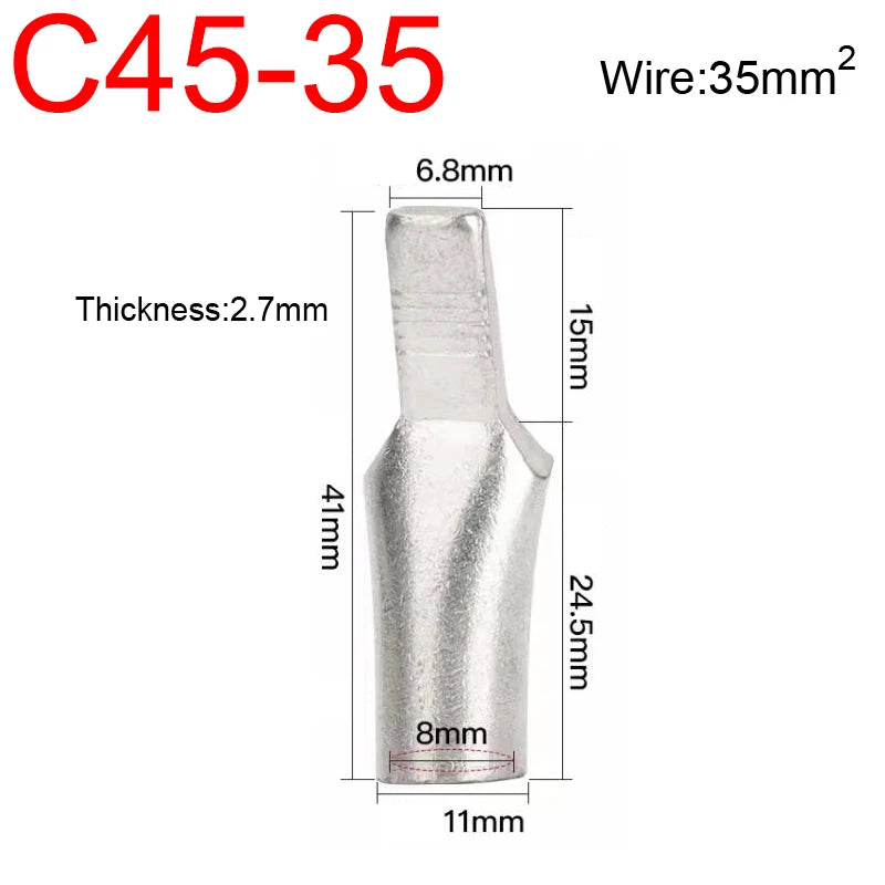 C45 4/6/10/16/25/35/50/70/95mm2 Cable Wire Copper Circuit Breaker Lug Insert Needle Pin Plug Cord End Connector Crimp Terminal