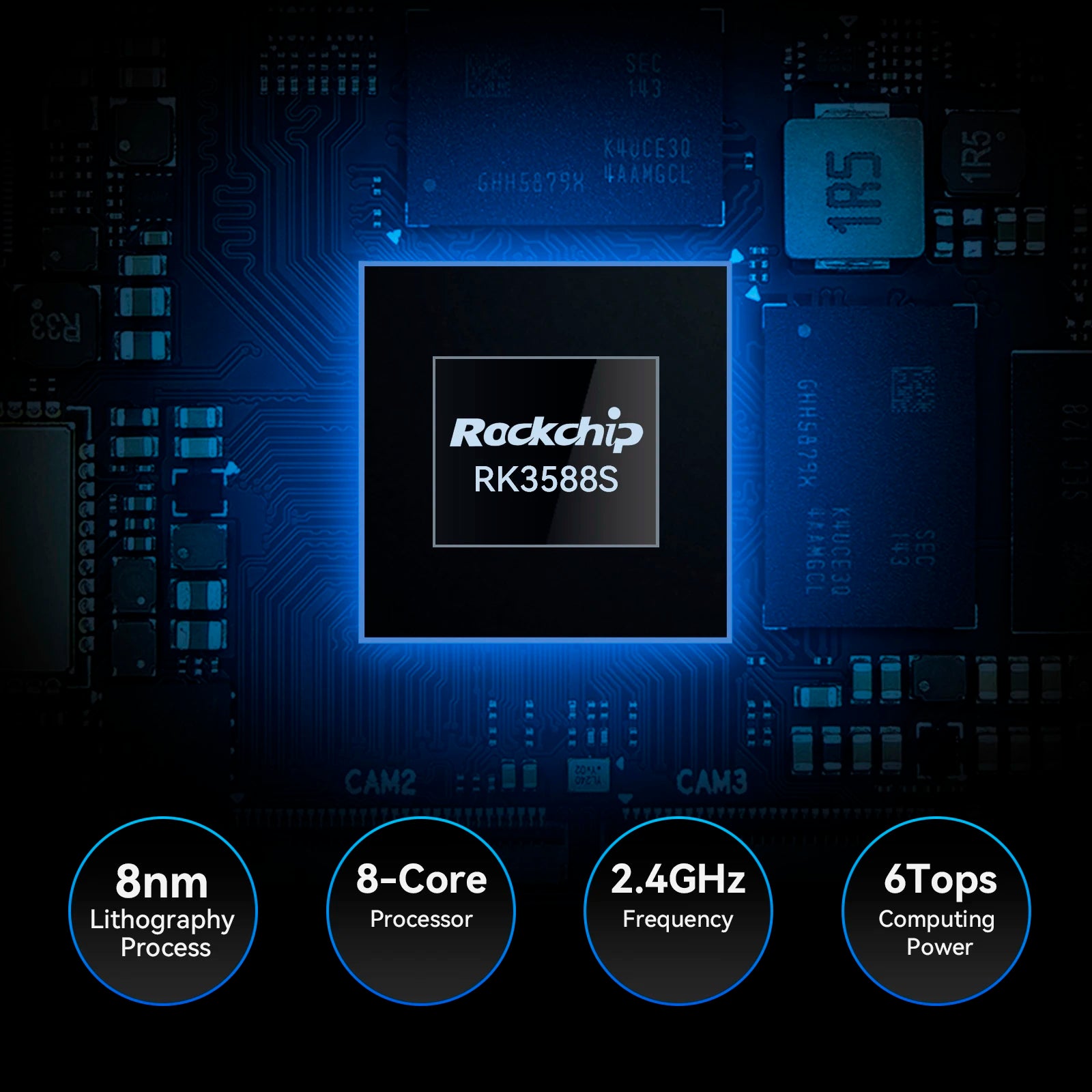 Khadas Edge2 ARM PC/Maker Kit RK3588S2 Single Board Computer with 8-core 64-bit CPU, ARM Mali-G610 MP4 GPU, 6 TOPS AI NPU Wi-Fi