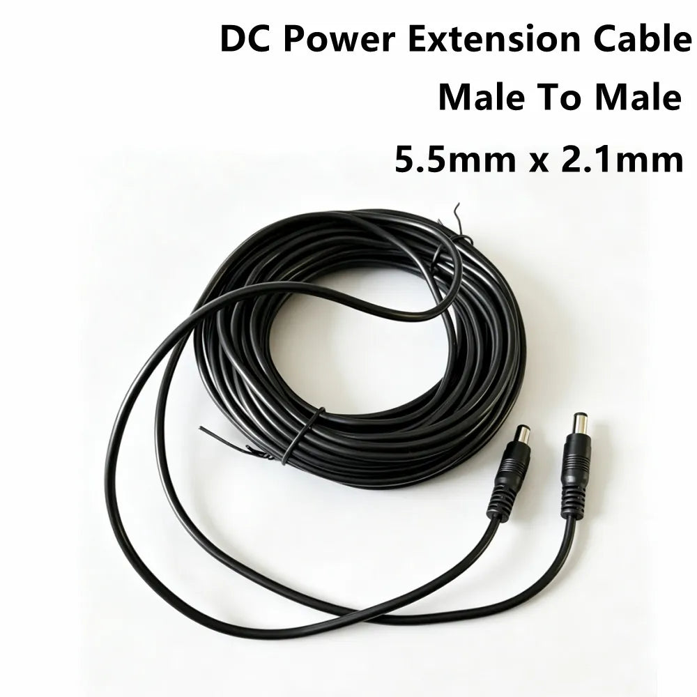 12V Extension Cord 5.5mm x 2.1mm DC Male To Male Extender Wire Security Camera Power Cable 1M/3M/5M/10M