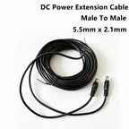 12V Extension Cord 5.5mm x 2.1mm DC Male To Male Extender Wire Security Camera Power Cable 1M/3M/5M/10M