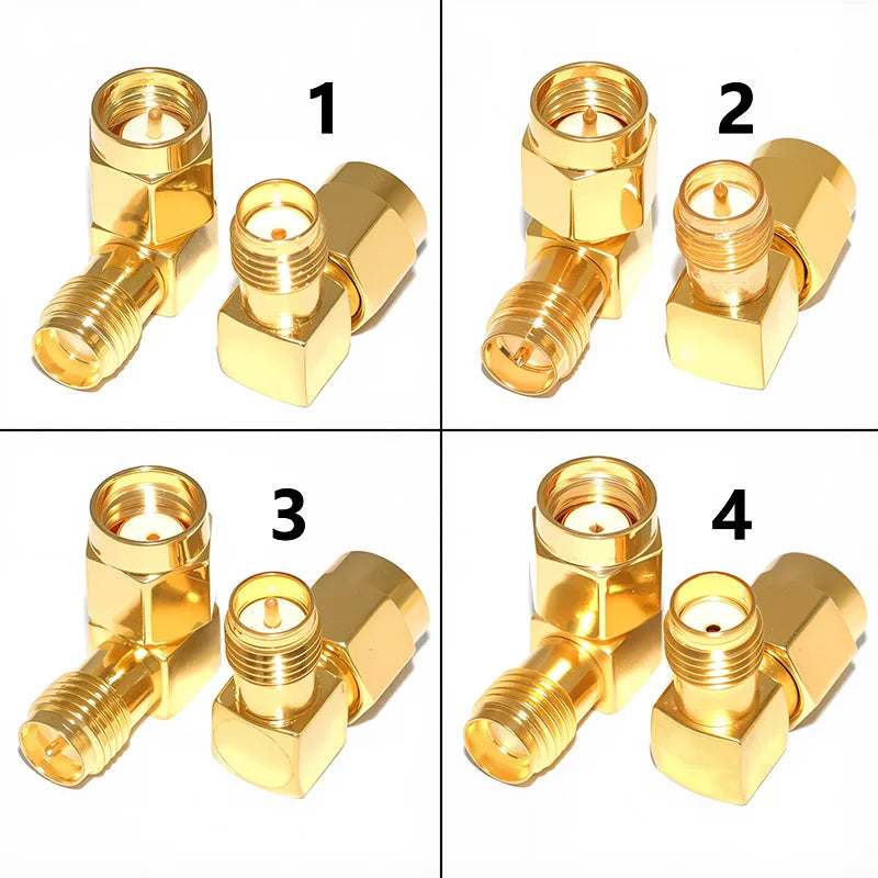 5PCS SMA To SMA Male Female Straight Connector 90 Degree Right Angle RPSMA To RP-SMA Male Adapter RF