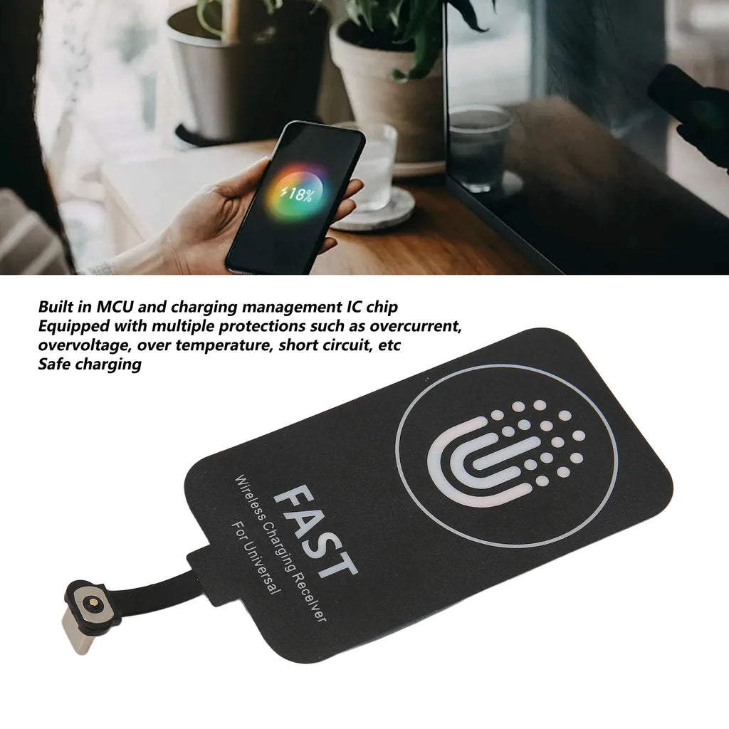 Protable Thin Wireless Charging Receiver Type C Magnetic Suction Dual Purpose Wireless Charging Receiver Wireless Charging Patch