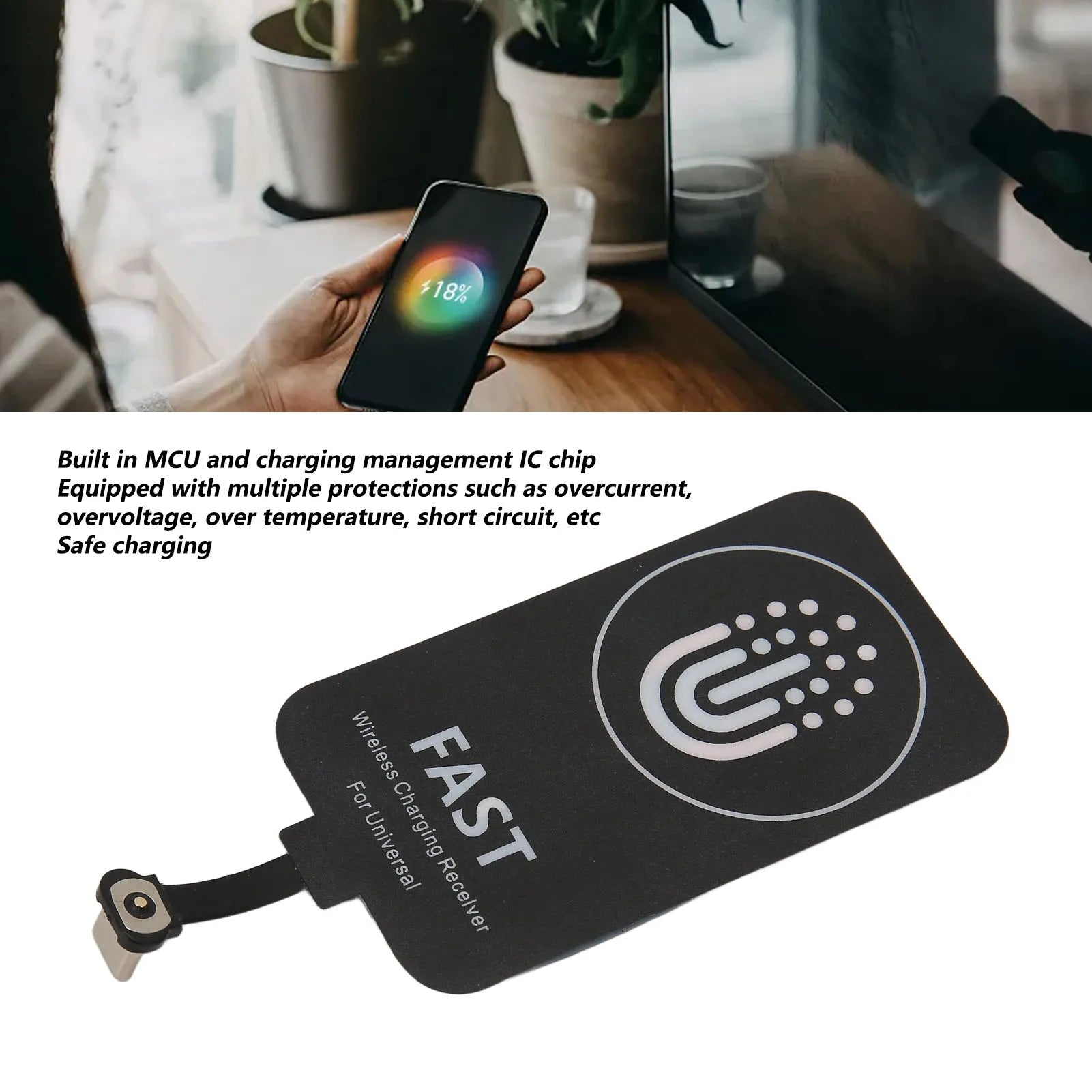 Protable Thin Wireless Charging Receiver Type C Magnetic Suction Dual Purpose Wireless Charging Receiver Wireless Charging Patch