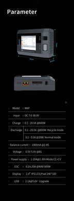 ToolkitRC M8P 1-8S Balance Charger 600W 20A DC Discharger for 1-8S Lipo Battery Charger