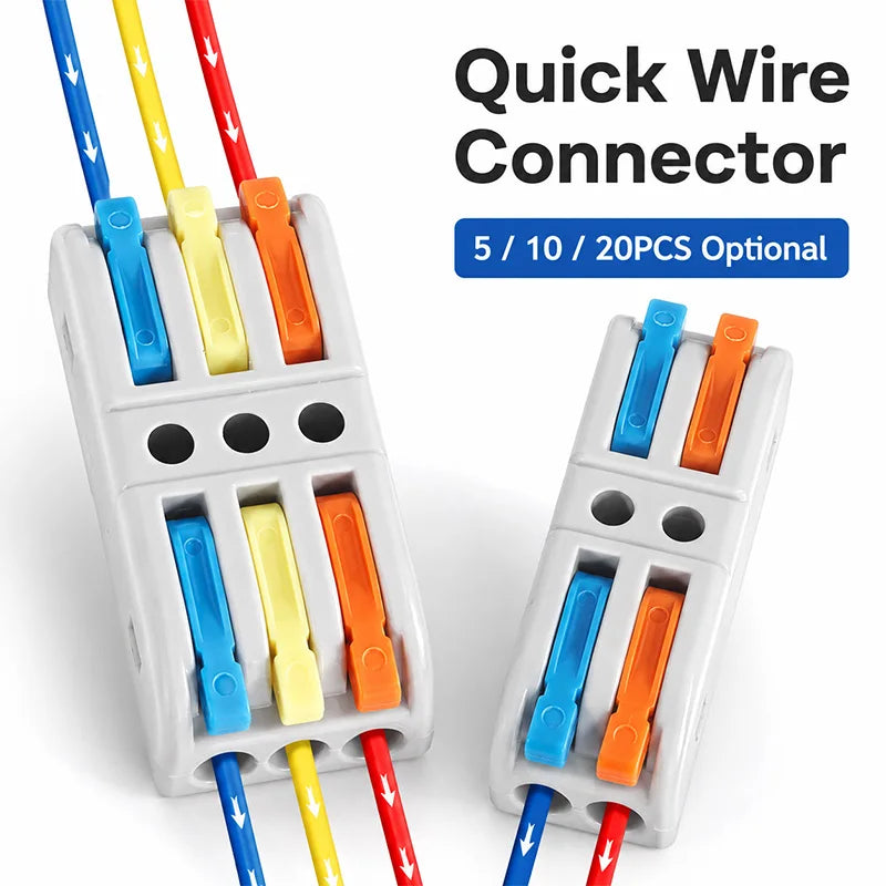 PCT-222-C PCT-223-C Color Lever Wire Connector 2 3 Port 5 10 20PCS Compact Push In Terminal Block for Electrical Cable Wiring