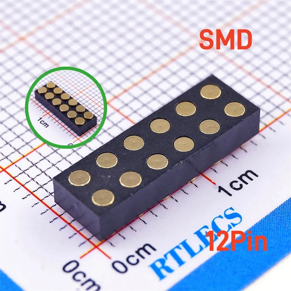 5Pcs Target PAD Connector 2.54 Grid 4 6 8 10 12 14 16 20 Pole Female Spring Pogo Pin Header Socket Power Charge DIP SMD Dual Row