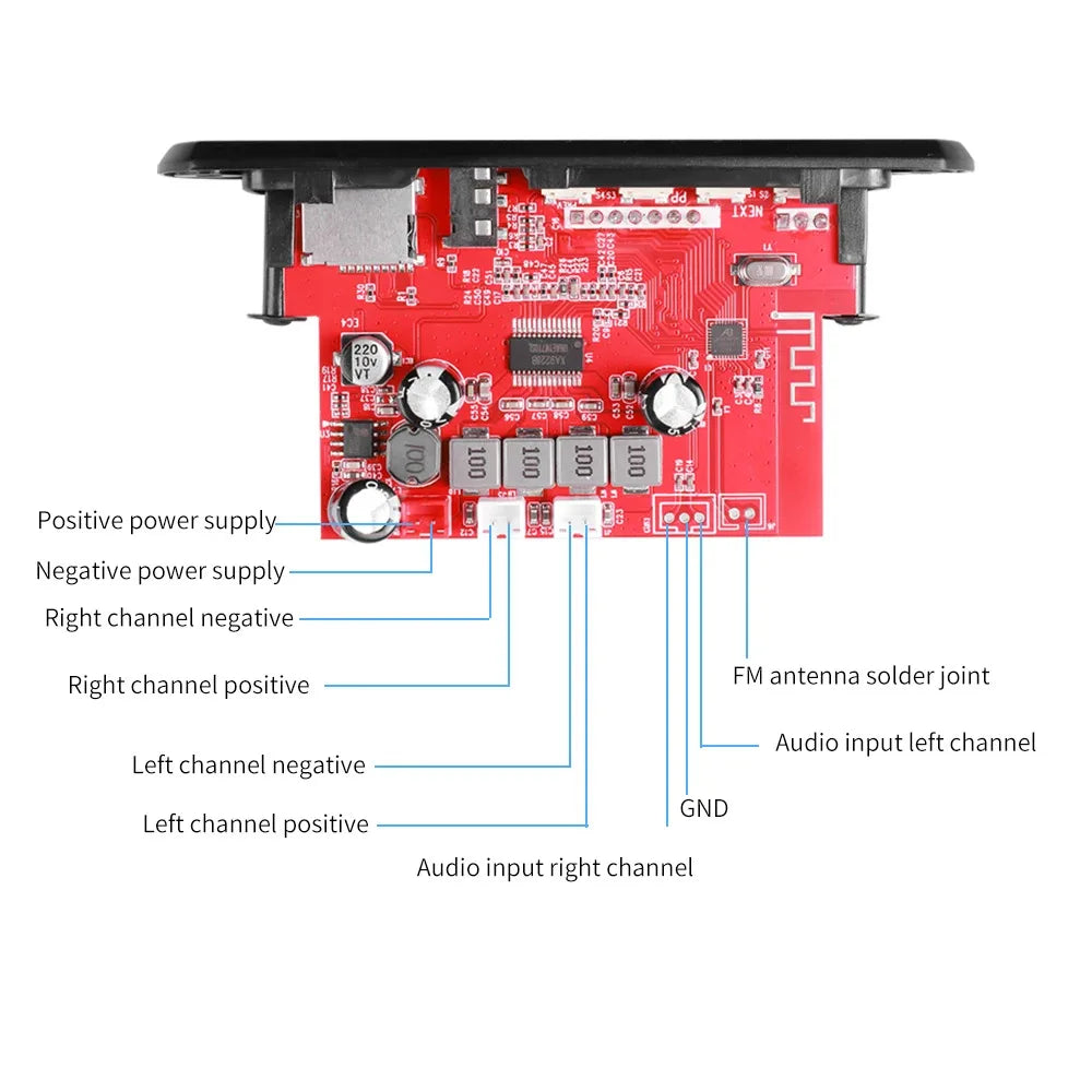 Kebidumei 2*60W Amplifier Bluetooth 5.0 MP3 WMA WAV Decoder Board Wireless Music Audio Modul USB TF FM Radio For Car Speaker