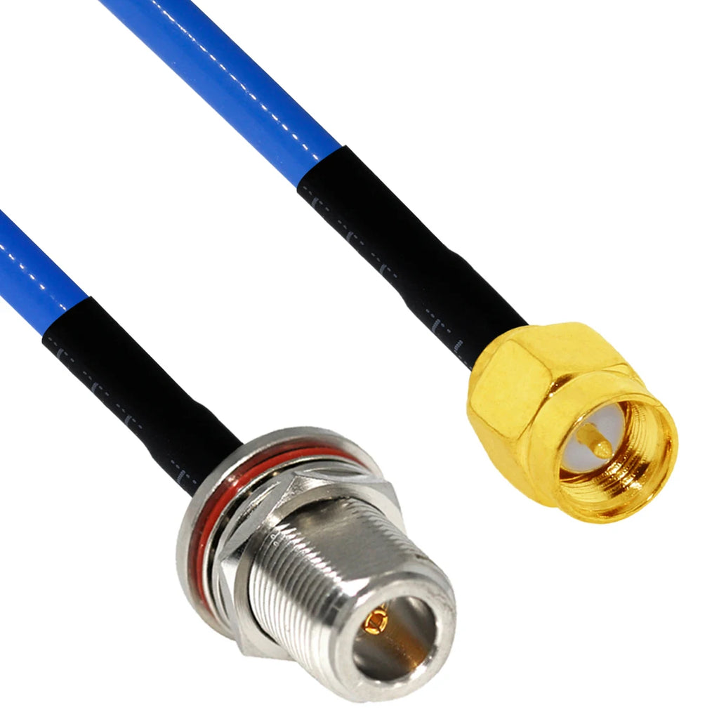 1PC SMA Male Female RP Angle to N Type Plug Jack Panel Mount Pigtail Cable RG402.141" Blue Jacket 20cm/50cm/100cm