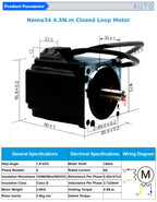 Nema34 Closed Loop Stepper Motor 4.5Nm 8.5Nm 12.5Nm with Encoder Driver Power Supply MACH3 Interface Board for CNC Engraver Kit