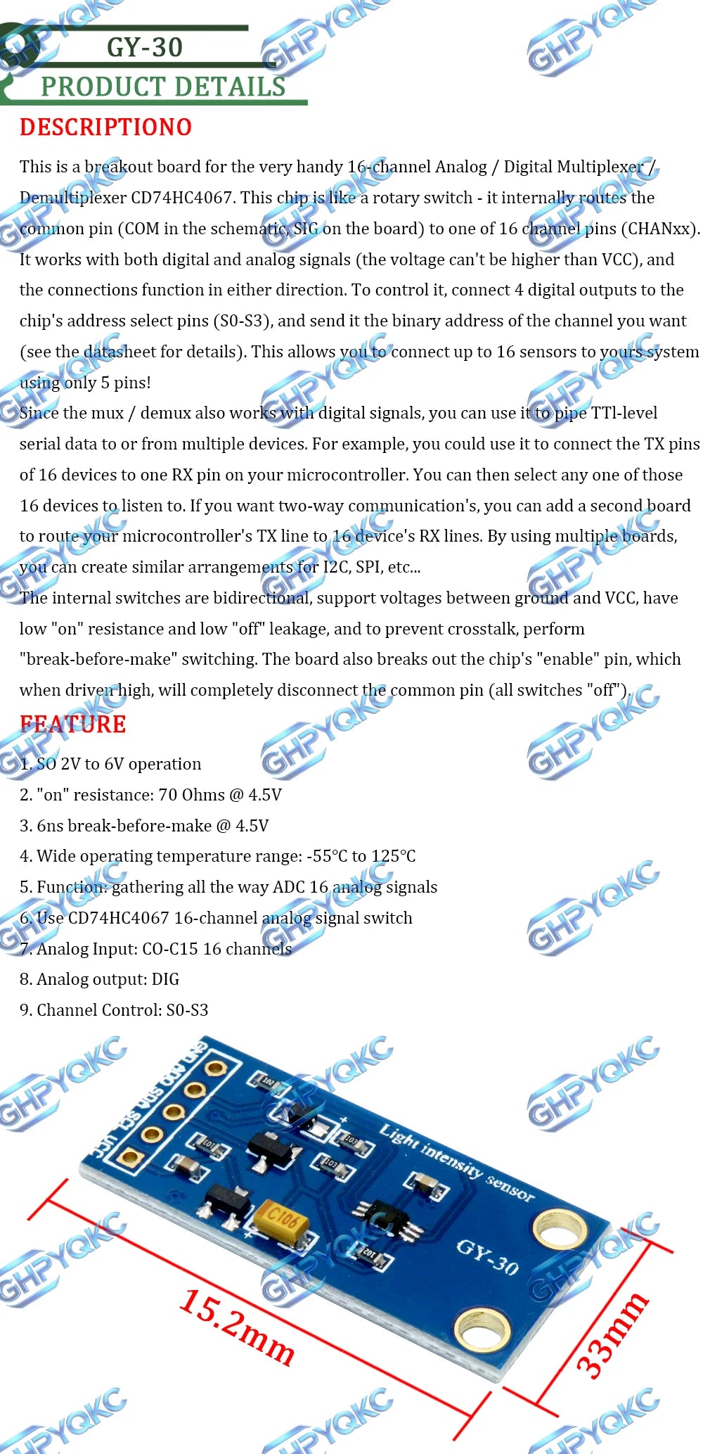 GHPYQKC  GY-30 GY-302 BH1750FVI  BH1750 The digital optical intensity illumination sensor BH1750FVI of module for arduino 3V-5V