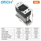 OMCH DIN Rail SSR Solid State Relay With Aluminum Heat Sink DA AA DD 3-32VDC 10A 25A 40A 60A 80A 100A 120A Single Phase Control