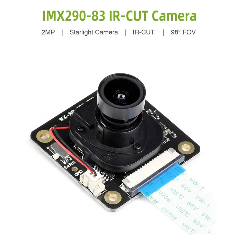 New!!For Raspberry Pi IMX290-83 IR-CUT Camera Industrial Starlight Camera Sensor Fixed-Focus 2MP For Raspberry Pi 4B 3B+ 3B
