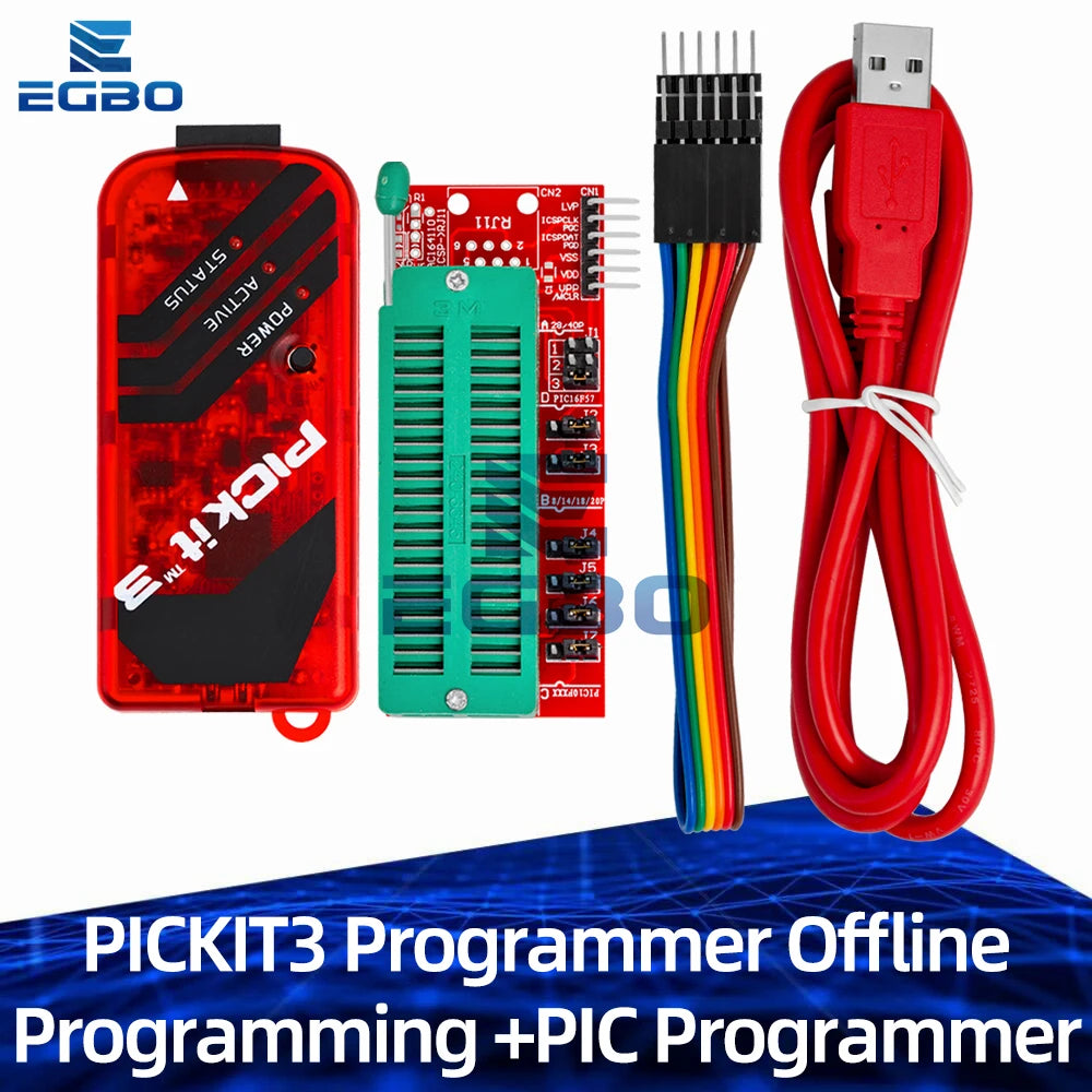 PICKIT3 PIC KIT3 PICKIT 3.5 Programmer Offline Programming PIC Microcontroller Chip +PIC Programmer adapter seat