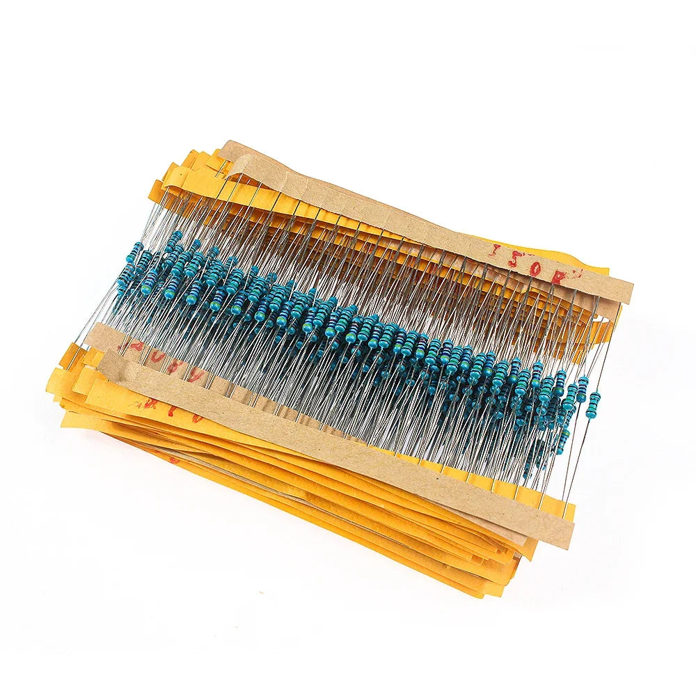 300/600pcs 1/4W Metal Film Resistor Kit 0.25W Resistors 1% 30 Values 10Ω~1MΩ Colored Ring Resistance Electronic Kit