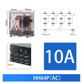 10PCS Intermediate Relay Miniature Control Small With Base Socket Copper Coil DC 12V 24V AC 110V 220V HH52P/53P/54P HH62P HH63P
