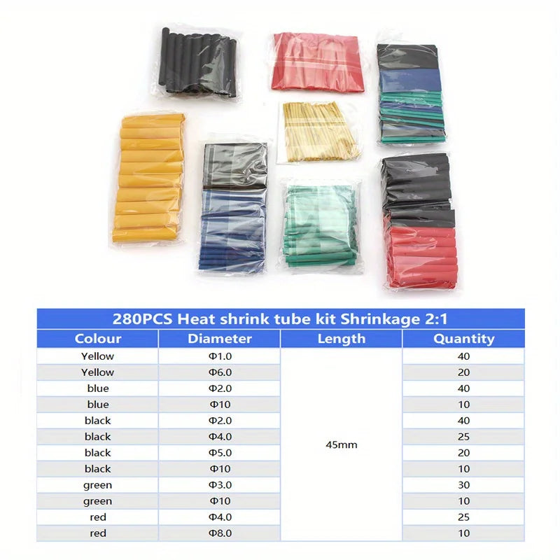 Heat Shrink Wrapping Tube Kit 2:1 Insulation Sleeves for Electrical Cables Wire Connector and DIY Projects
