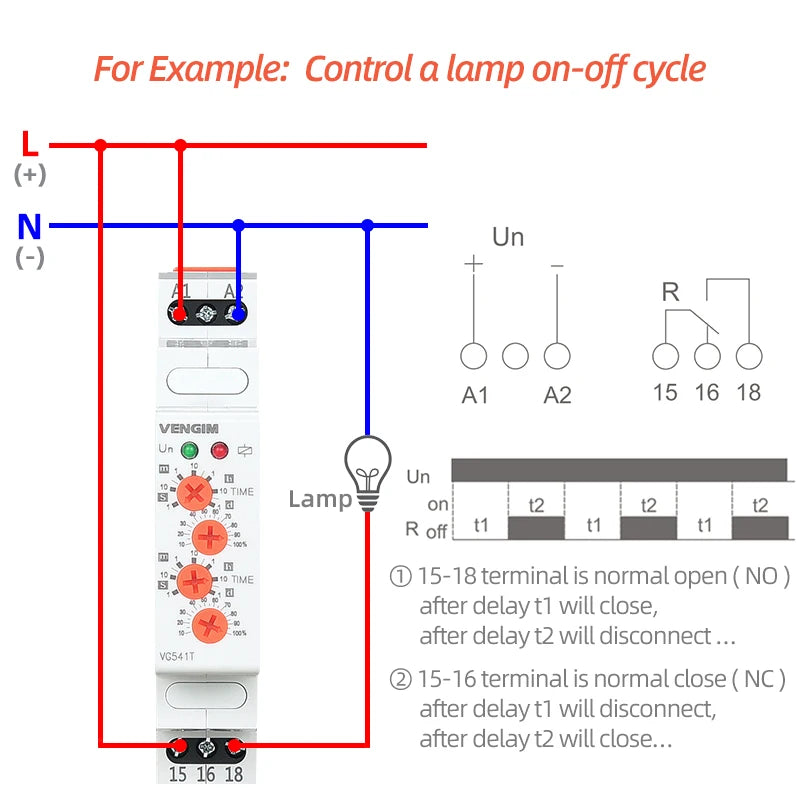 Cyclic Time Relay 220V 24V 12V AC/DC Asymmetrical Flashing Relay between ON and OFF Recycle Timer Repeat Time Adjustable