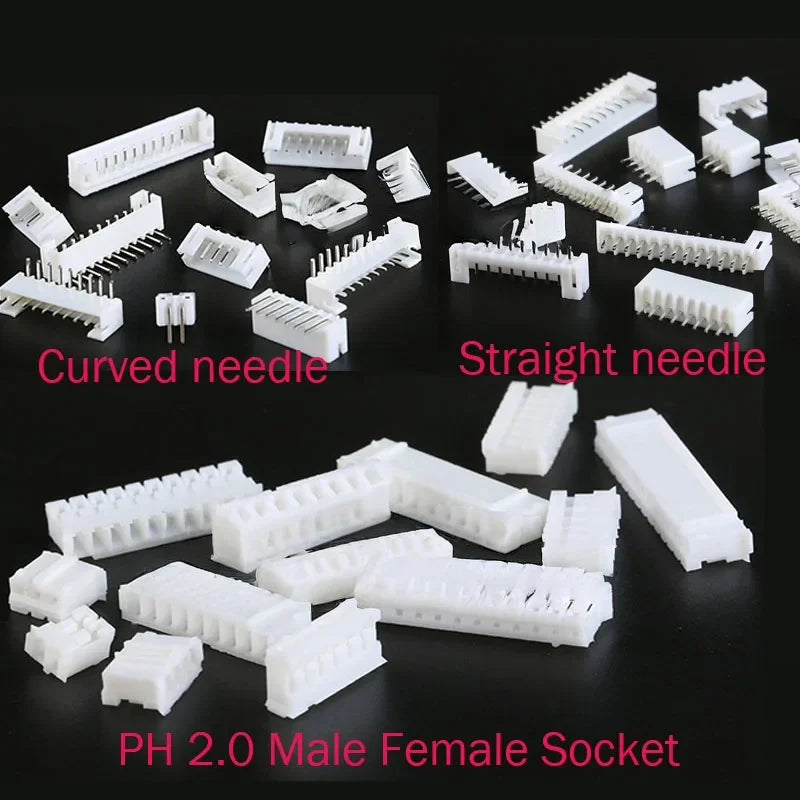 20Pcs PH 2.0  Terminal Plastic Housing Male Female Pin Header Connector ph 2.0 2mm Plug Socket Shell 2/3/4/5 Pin-12p