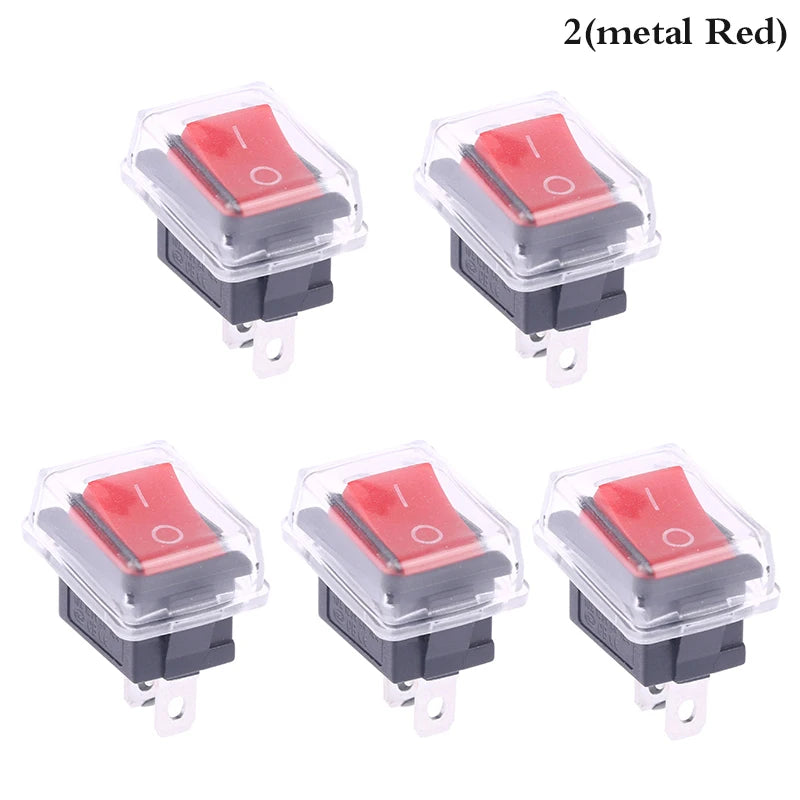 5Pcs Black Push Button Mini Switch 2Pin Snap-in On/Off Rocker Switch With Waterproof Cover