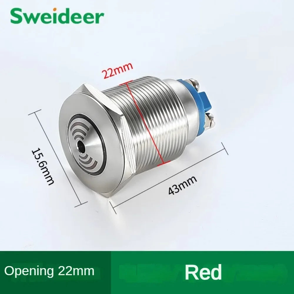 16/19/22/25mm Metal Buzzer Flash LED Alarm Indicator Light Signal Lamp Flashing Buzzer Intermittent Sound 6V 12V 24V 220V Red