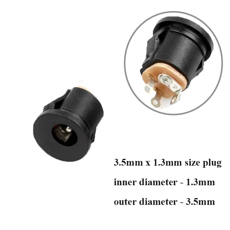 1/3/5/10Pcs DC Power Supply Jack Socket Female Panel Mount Connector 5.5mm 2.1mm Plug Adapter 2 Terminal Types 5.5x2.5mm