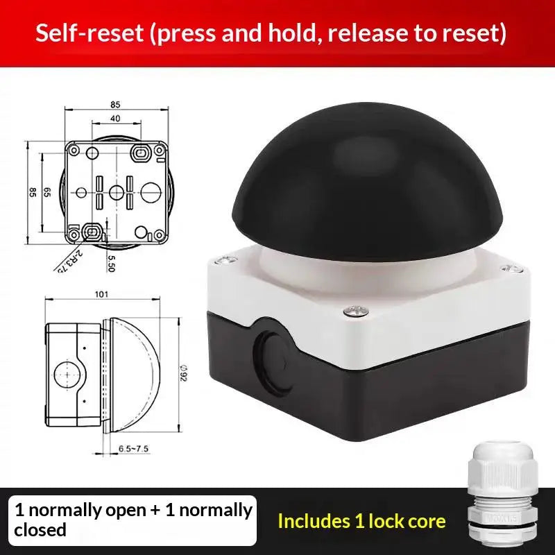 1 Set Mushroom Head Self-Locking/Resetting 1NO Foot/Hand Control IP65 Emergency Stop Button Switch For Industrial Safe