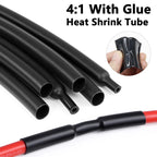4:1 Double Wall Adhesive Heat Shrink Tubing Black Polyolefin Glue Lined Tube Waterproof Wire Cable Protective Sleeve Dia 4-52mm