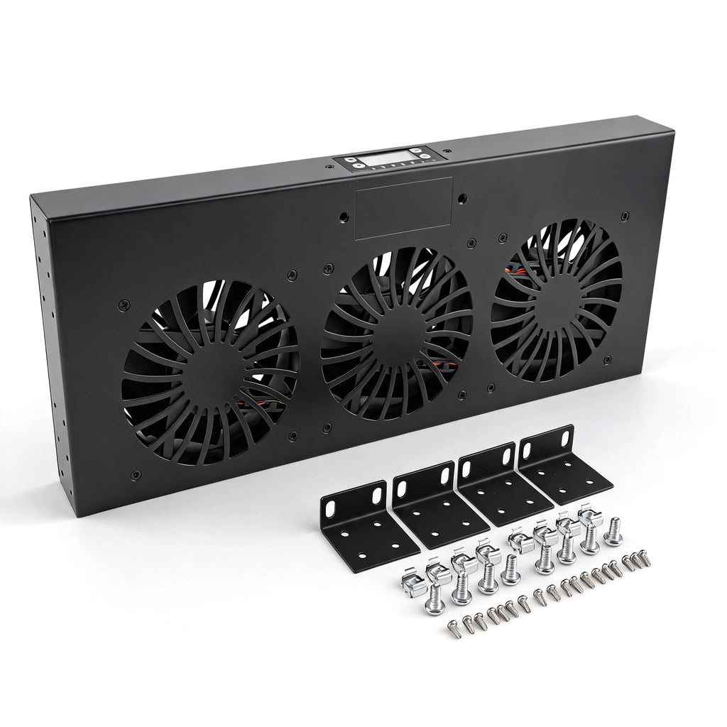 US 19" Rack Cabinet Cooling Fan Module1U/2U Horizontal/Vertical Mount Temperature Control Server Chassis Fan Black/Silver