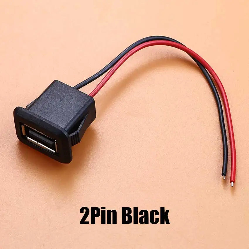 1/5pcs 2Pin 4Pin USB 2.0 Female Power Jack 2P 4P USB A Charging Port Connector With DIY Cable PH2.0 Terminal USB Charger Socket