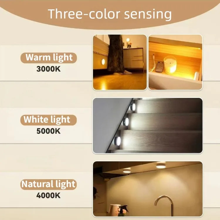 Three-color remote control induction night light can be used for wine cabinets, wardrobes, stairs, display cabinets, kitchens
