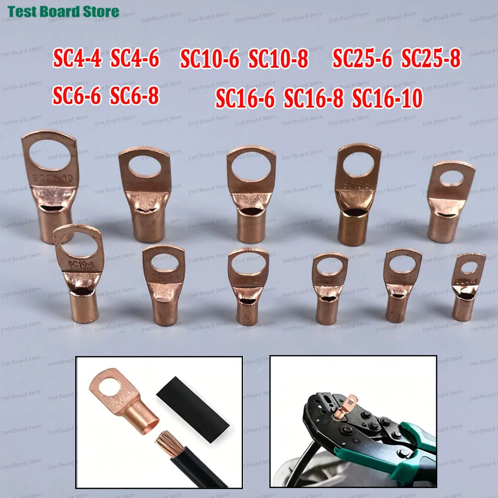 10/20/50pcs Copper Lug Ring Wire Connectors Bare Cable Electric Crimp Terminal SC4-4 SC6-6  SC10-6 SC10-8 SC16-6 SC25-8 SC25-10