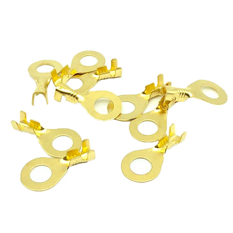 O-type Ground Lugs Terminal Cold-Pressed Copper Tab Wiring Nose Wire Lugs Crimp Wire Connector Eyelets Cable Connection Clamp