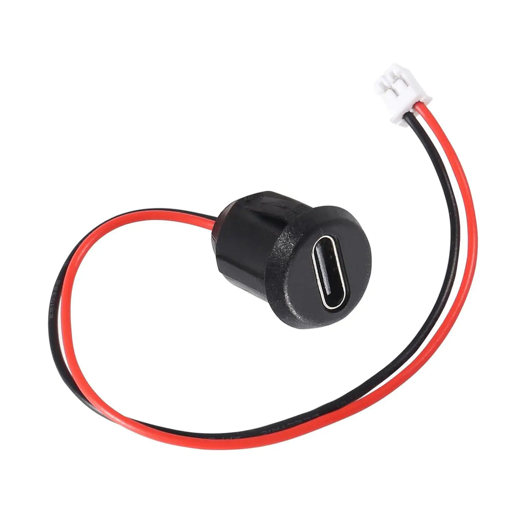 10pcs USB-C Female to Male Charger Jacks Chassis Crimp Connectors Black Round Direct Watersafe Port