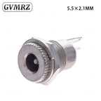 10pcs/LOT DC099 5.5 mm x 2.1mm DC Power Jack Socket Female Panel Mount Connector Metal DC-099 Open Hole 11MM 5.5*2.1 5.5*2.5