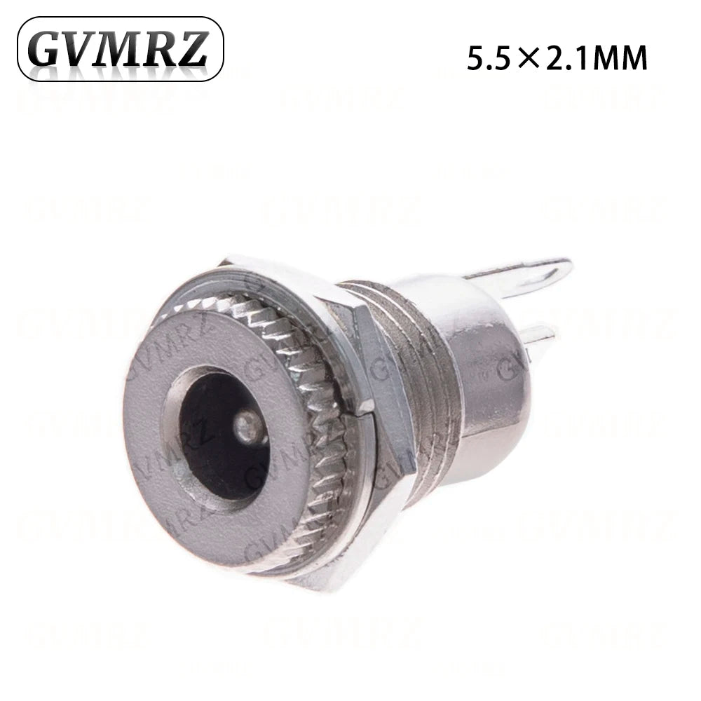 10pcs/LOT DC099 5.5 mm x 2.1mm DC Power Jack Socket Female Panel Mount Connector Metal DC-099 Open Hole 11MM 5.5*2.1 5.5*2.5