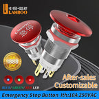 LB12E-M Mini Emergency Stop Button with LED Light Elevator Machine Tool Safety STOP Switch Self-locking / Momentary Selectable
