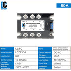 LCTC Three Phase Solid State Relay Forward and Reverse Control Relay DC Motor Stater 10A 25A 40A 60A 80A 10-30VDC 40-480VAC DA