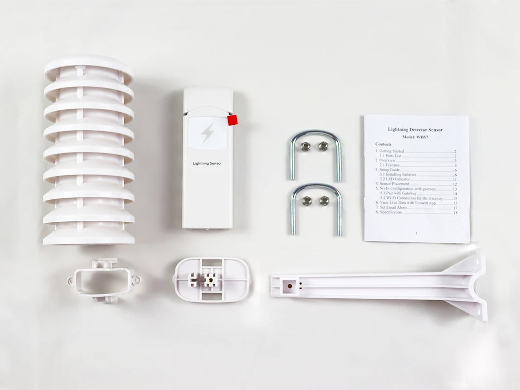 Misol WH57 Outdoor Wireless Lightning Sensor with Plastic Shield, Lightning Detection Sensor