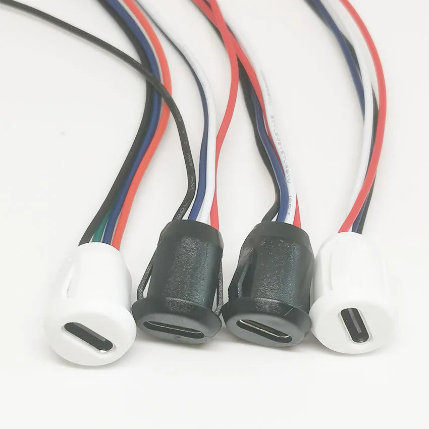 Type-C 2P/4P Glue Injection Direct Pressure Welding Wire Type Female Base USB Connector Adapter Type-C Waterproof Female Base