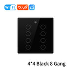 Tuya WiFi Smart Switch Brazil Standard 4x4 Size Touch Sensor 4/6/8 Gang Wall Light Switch Voice Control By Alexa Google Home