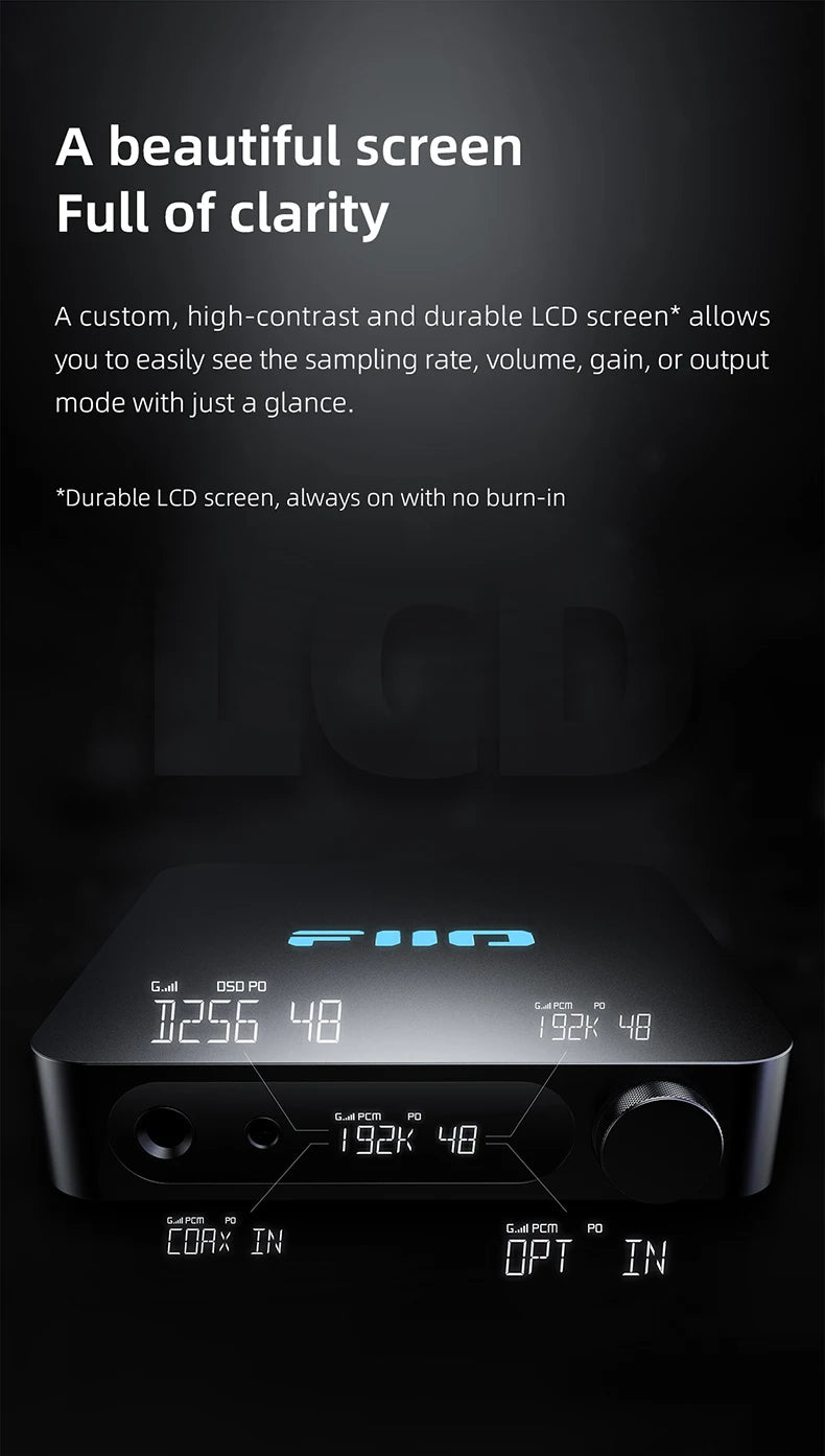 FiiO K11 DAC and Headphone Amplifier for Home Audio/PC, 6.35mm and Balanced 4.4mm, RCA, Coaxial, Optical, 1400mW, DSD256