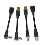 M12 to USB Cable Connector 4Pin 5 Pin A/D/B Code to USB Scanner Cable Industrial Camera USB to M12 Male Female Extension Line